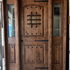 Krosswood Doors 64 in. x 80 in. Medit. Knotty Alder Right-Hand/Inswing Clear Glass Provincial Stain Wood Prehung Front Door w/DHSL