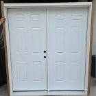 MMI DOOR 72 in. x 80 in. Left-Hand Inswing Classic 6-Panel Primed Steel Prehung Front Door with Brickmould