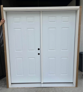 MMI DOOR72 in. x 80 in. Left-Hand Inswing Classic 6-Panel Primed Steel Prehung Front Door with Brickmould