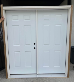 MMI DOOR 72 in. x 80 in. Left-Hand Inswing Classic 6-Panel Primed Steel Prehung Front Door with Brickmould