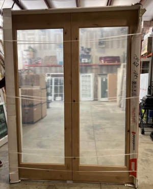 Krosswood Doors 72 in. x 96 in. Rustic Knotty Alder 1-Lite Clear Glass Both Active Solid Core Wood Double Prehung Interior Door