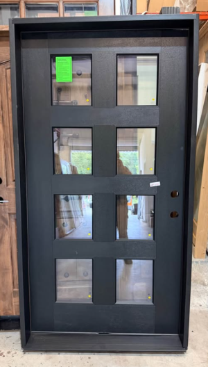 Steves & Sons Regency 42 in. x 80 in. 8L Modern Clear Glass LHIS Onyx Stained Fiberglass Prehung Front Door w/6 in. Jamb