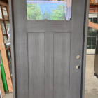 Steves & Sons Legacy 36 in. x 80 in. 1/4 Toplite Rain Glass LHIS Primed Kindling Finish Fiberglass Prehung Front Door