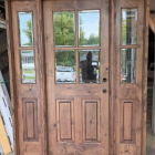 Krosswood Doors 64 in. x 80 in. Alder Left-Hand/Inswing 4-Lite Clear Glass Red Chestnut Stain Wood Prehung Front Door/Double Sidelite