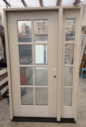 Shop Steves & Sons Legacy 51 in. x 80 in. Full Lite Glass LHIS White Primed Fiberglass Prehung Front Door